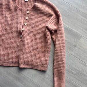 Women's Waffle Knit Sweater - Rose Pink